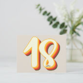 Moderne Retro Groovy Gray Achtzehn 18. Geburtstag Postkarte (Stehend Vorderseite)