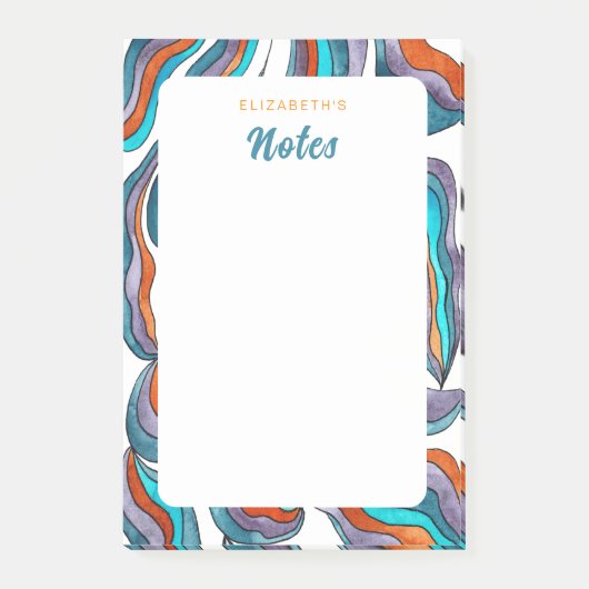 Moderne Retro Groovy Orange Blue Lila Notes Seiten Post-it Klebezettel (Vorderseite)
