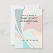 Moderne Retro Groovy Peach Aquamarin & Aqua Weddin Dankeskarte (Rückseite)