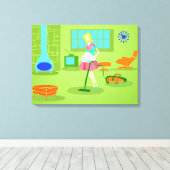 Moderne Retro Hausfrau Leinwand Mitte des Jahrhund (Insitu (Holzboden))