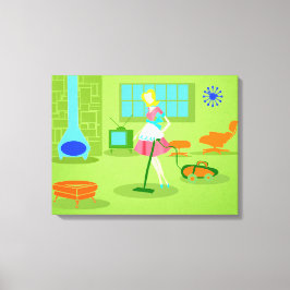 Moderne Retro Hausfrau Leinwand Mitte des Jahrhund