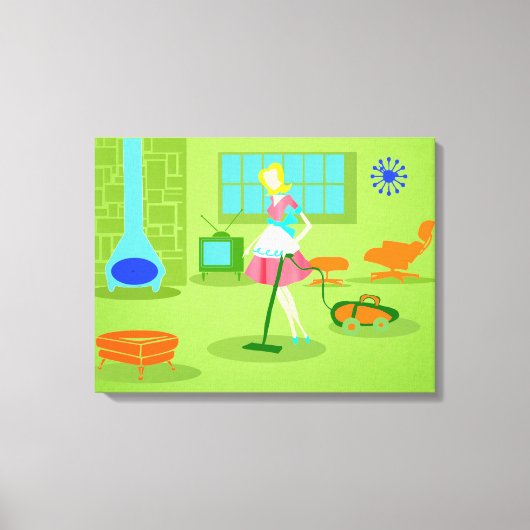 Moderne Retro Hausfrau Leinwand Mitte des Jahrhund (Vorderseite)