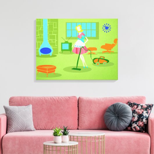 Moderne Retro Hausfrau Leinwand Mitte des Jahrhund (Insitu (Wohnzimmer))