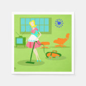 Moderne Retro Hausfrau Papier Napkins aus dem Mitt Serviette (Vorderseite)