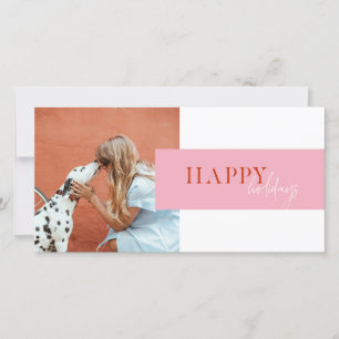 Moderne Retro-Helle Farbe Rosa Orange Skript Hund Feiertagskarte