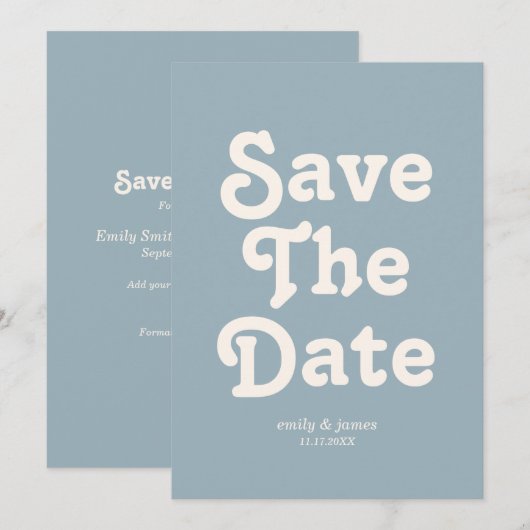 Moderne Retro-Hochzeit rettet das Datum Save The Date (Vorne/Hinten)