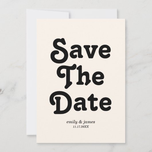 Moderne Retro-Hochzeit rettet das Datum Save The Date (Vorderseite)