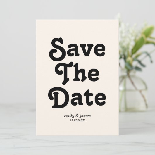 Moderne Retro-Hochzeit rettet das Datum Save The Date (Stehend Vorderseite)