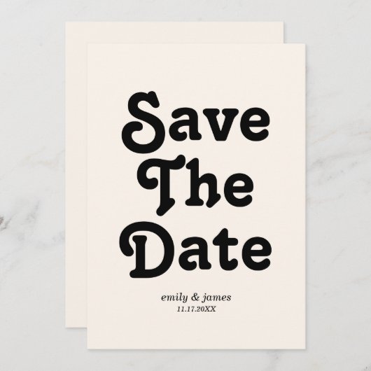 Moderne Retro-Hochzeit rettet das Datum Save The Date (Vorne/Hinten)