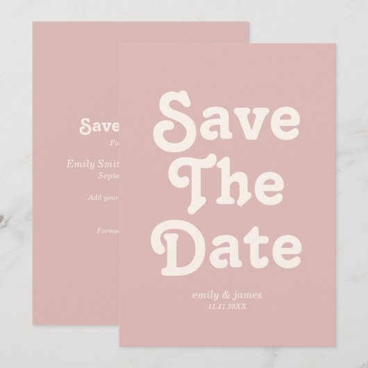 Moderne Retro-Hochzeit rettet das Datum Save The Date (Vorne/Hinten)