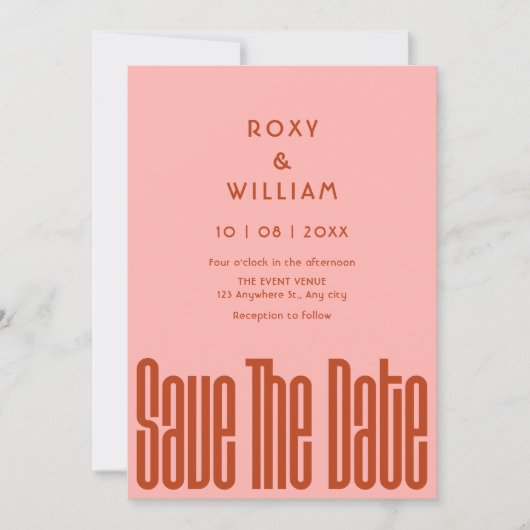 Moderne Retro-Hochzeit Save The Date (Vorderseite)