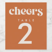 Moderne Retro-Hochzeit-Tischnummer Weinetikett (Einzelnes Label)