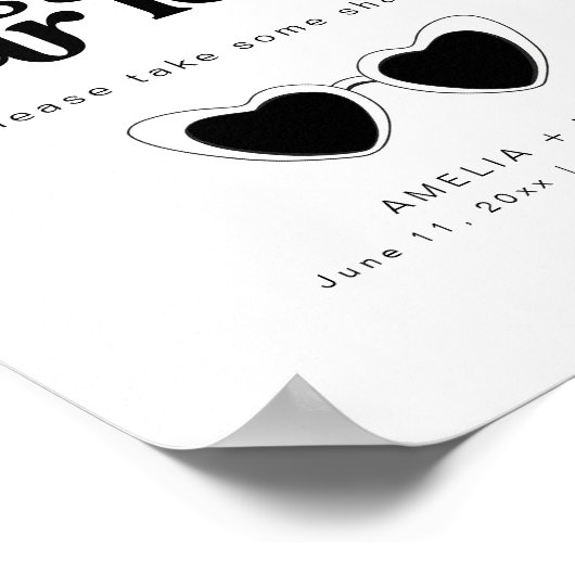 Moderne Retro Hochzeitsbrille bevorzugen Zeichen Poster (Ecke)