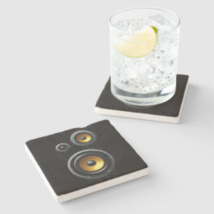 Moderne Retro-Holzstruktur-Lautsprecher-Trio Steinuntersetzer
