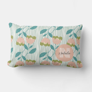 Moderne Retro-Hübsches Monogramm-Muster floral bla Lendenkissen