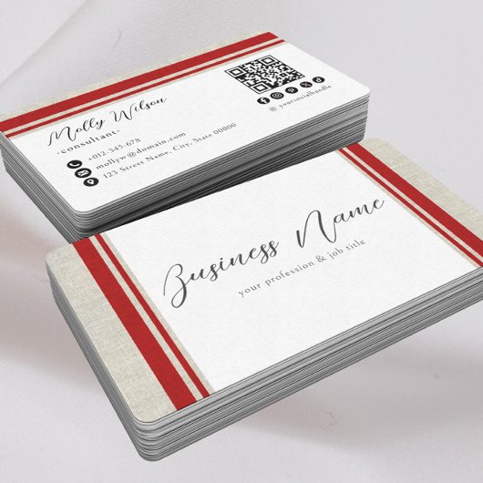 Moderne Retro-Imitate Linken QR Code Social Media Visitenkarte