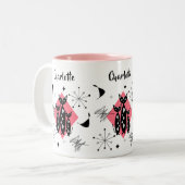 Moderne Retro-Katzen aus dem Mittelalter Niedlich Zweifarbige Tasse (Vorderseite Links)