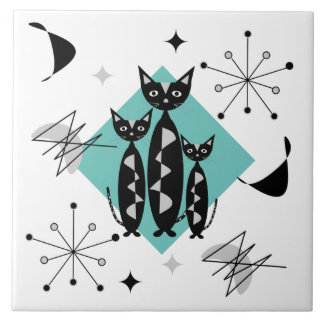 Moderne Retro-Katzen aus dem Mittelalter Niedliche Fliese