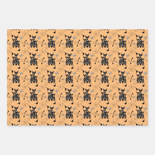 Moderne Retro-Katzen aus dem Mittelalter Niedliche Geschenkpapier Set (Vorderseite 2)