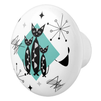 Moderne Retro-Katzen aus dem Mittelalter Niedliche Keramikknauf
