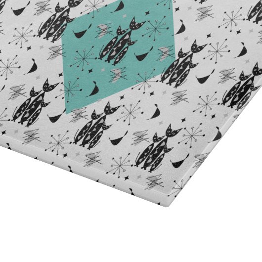 Moderne Retro-Katzen aus dem Mittelalter Niedliche Schneidebrett (Ecke)