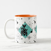 Moderne Retro-Katzen aus dem Mittelalter Niedliche Zweifarbige Tasse (Links)