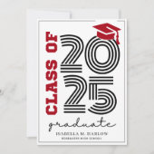 Moderne Retro-Klasse 2025 Red Black Grad Ankündigung (Vorderseite)