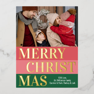 Moderne Retro-Klasse fett Streifen Blöcke Gold Folien Feiertagspostkarte