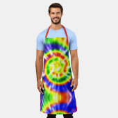 Moderne Retro-Krawatte getönt in Rot-Grün-Gelb Schürze (Getragen)