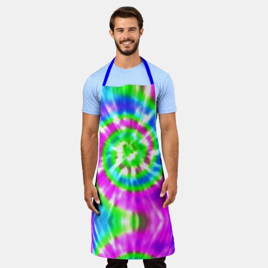 Moderne Retro-Krawatte in Rosa Türkis Blau Schürze (Getragen)