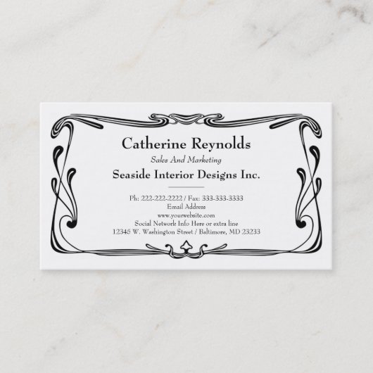 Moderne Retro Kunst-Deko-Rolle-Grenzeinfaches Visitenkarte (Vorderseite)