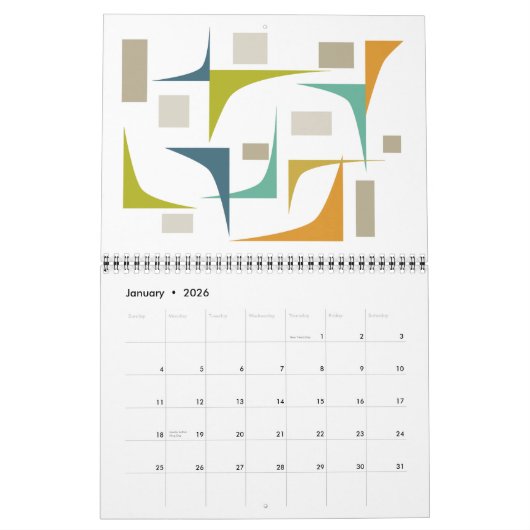 Moderne Retro-Kunst im Mittelalter Kalender (Jan 2026)