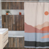 Moderne Retro Landschaft Orange Duschvorhang