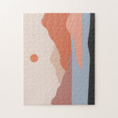 Moderne Retro Landschaft Orange Puzzle (Vertikal)