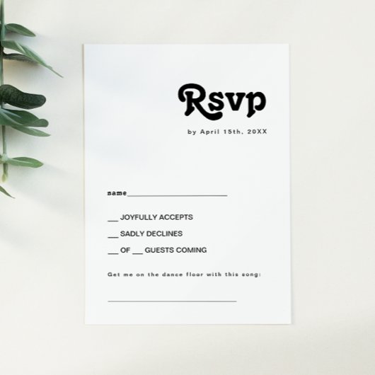 Moderne Retro Letter Song Request RSVP Card Karte