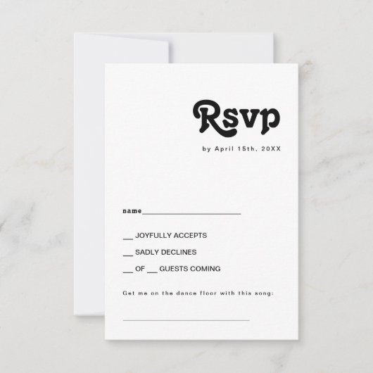 Moderne Retro Letter Song Request RSVP Card Karte (Vorderseite)