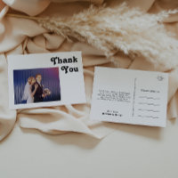 Moderne Retro Lettering Foto Hochzeit Danke Pos