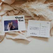 Moderne Retro Lettering Foto Hochzeit Danke Pos Postkarte