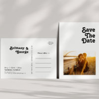 Moderne Retro-Lettering-Foto Save The Date Einladu