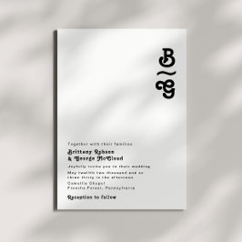 Moderne Retro Lettering Monogram Wedding Einladung