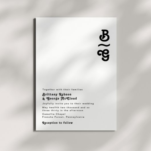 Moderne Retro Lettering Monogram Wedding Einladung