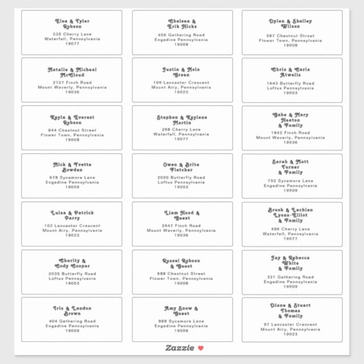 Moderne Retro Lettering Wedding Guest Address Aufkleber (Blatt)