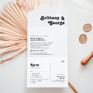 Moderne Retro-Lettern Siegel und Senden All In One Einladung