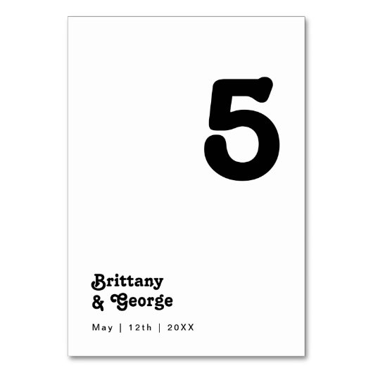 Moderne Retro Letting-Tischnummer Tischnummer (Vorderseite)