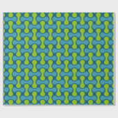 Moderne Retro-Link-Muster in Blau und Grün Geschenkpapier (Flach)