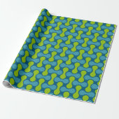 Moderne Retro-Link-Muster in Blau und Grün Geschenkpapier (Ungerollt)