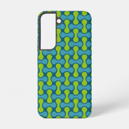 Moderne Retro-Link-Muster in Blau und Grün Samsung Galaxy Hülle