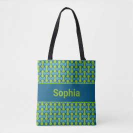 Moderne Retro-Link-Muster in Blau und Grün Tasche