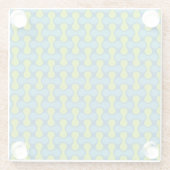 Moderne Retro-Link-Pattern in Blau und Grün Glasuntersetzer (Rückseite)