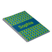 Moderne Retro-Link-Pattern in Blau und Grün Notizblock (Rechte Seite)